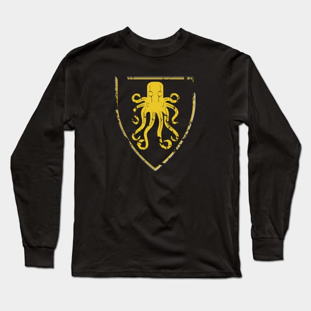 Gold Kraken Cracked Sigil Long Sleeve T-Shirt by Davidhedgehog
